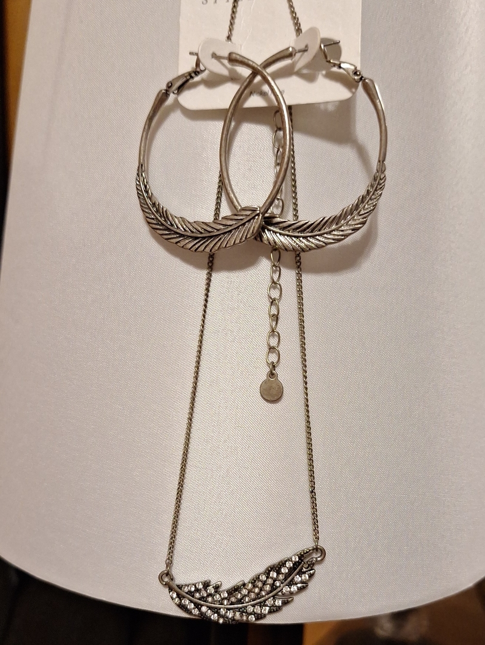 Maurices Silver-Tone Leaf Hoop Earrings and Crystal Leaf Necklace Set